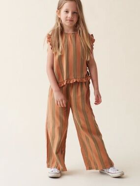 Girls' Rust & Olive Striped Matching Set - Brand